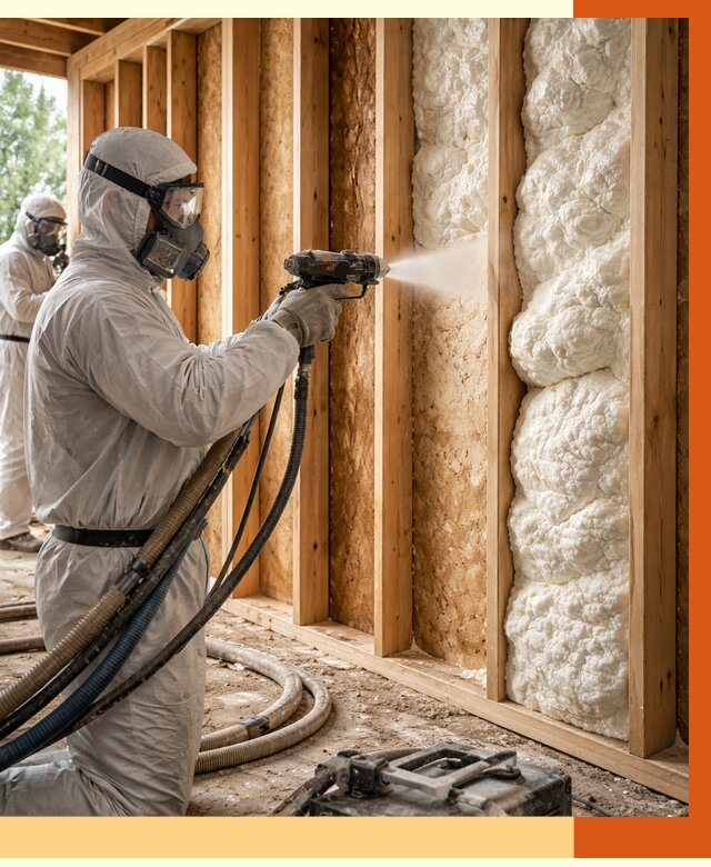 Утепление каркасного дома ППУ в Белове от 3041 руб./м2 — работа под ключ | ТепломастерБлв