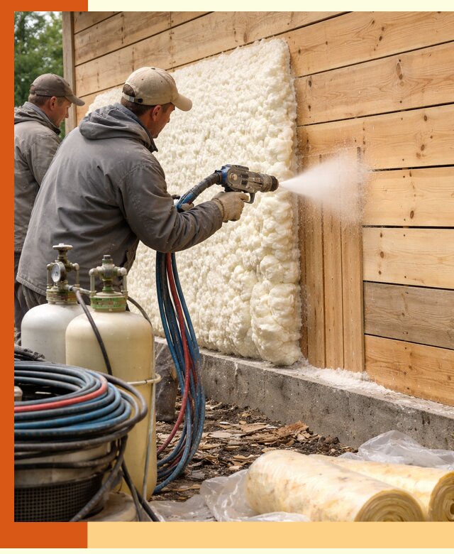 Утепление деревянного дома пенополиуретаном в Белове
