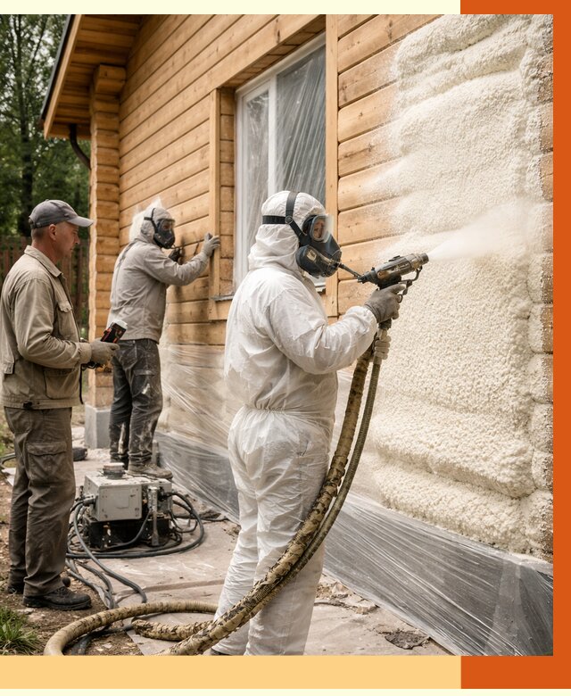 Утепление дома из бруса ППУ в Белове от 4181 руб/м2 под ключ | ТепломастерБлв