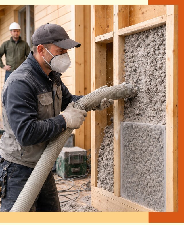 Утепление дома из бруса эковатой в Белове от 2009 руб/м2 | ТепломастерБлв