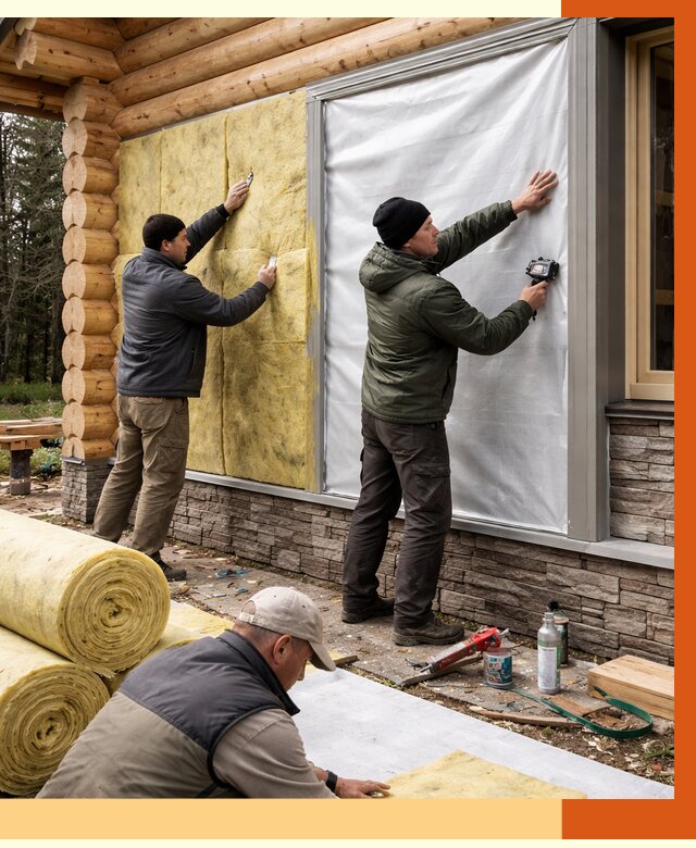 Утепление бревенчатого дома в Белове от 8307 руб/м2 — заказать под ключ | ТепломастерБлв