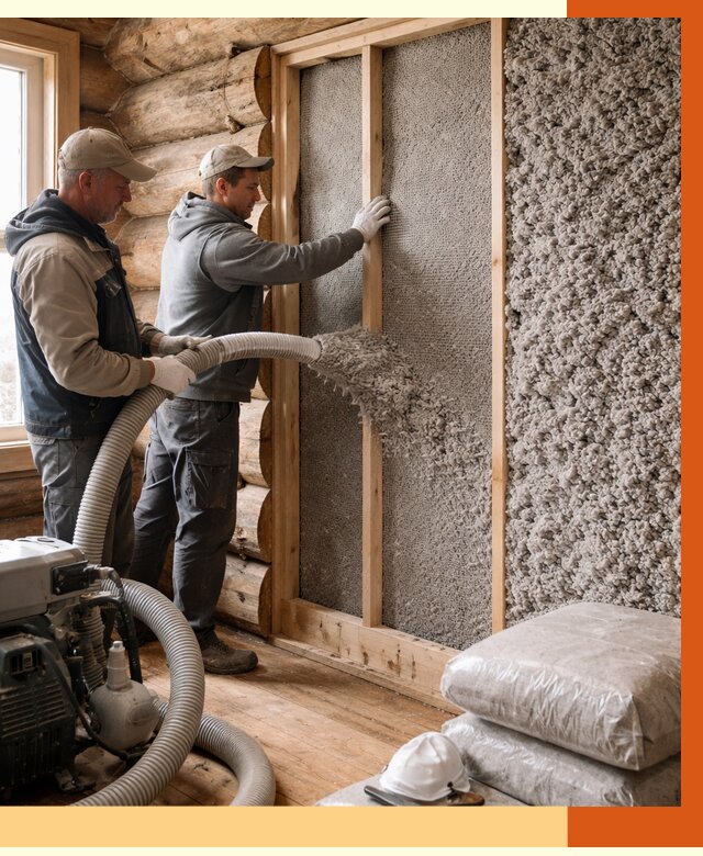 Утепление бревенчатого дома эковатой в Белове от 2986 руб. | ТепломастерБлв