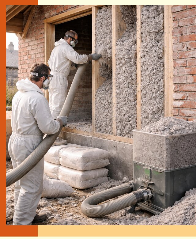 Утепление кирпичного дома эковатой в Белове