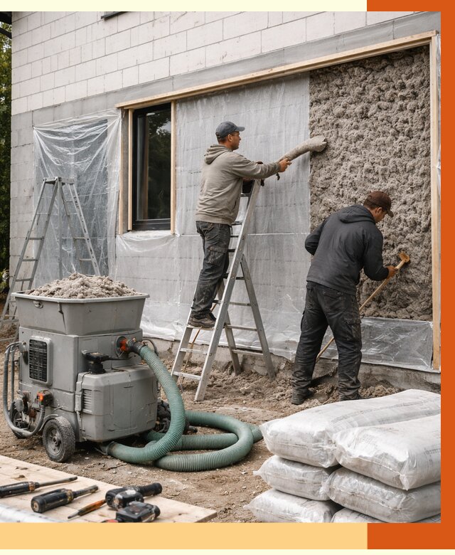 Утепление дома из газобетона эковатой в Белове от 4887 руб./м2 | ТепломастерБлв