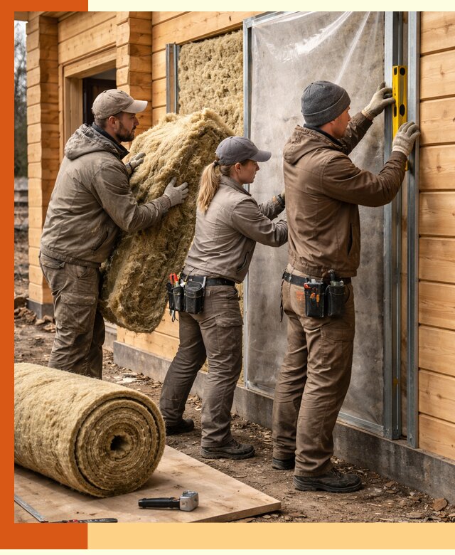 Утепление дома из двойного бруса в Белове качественно и надёжно