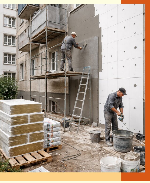 Утепление квартиры снаружи в Белове от 6678 руб/м2 под ключ | ТепломастерБлв