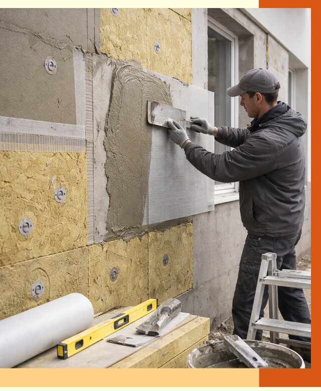 Утепление фасада под штукатурку в Белове от 4561 руб/м2 — монтаж пенопластом и минватой | ТепломастерБлв