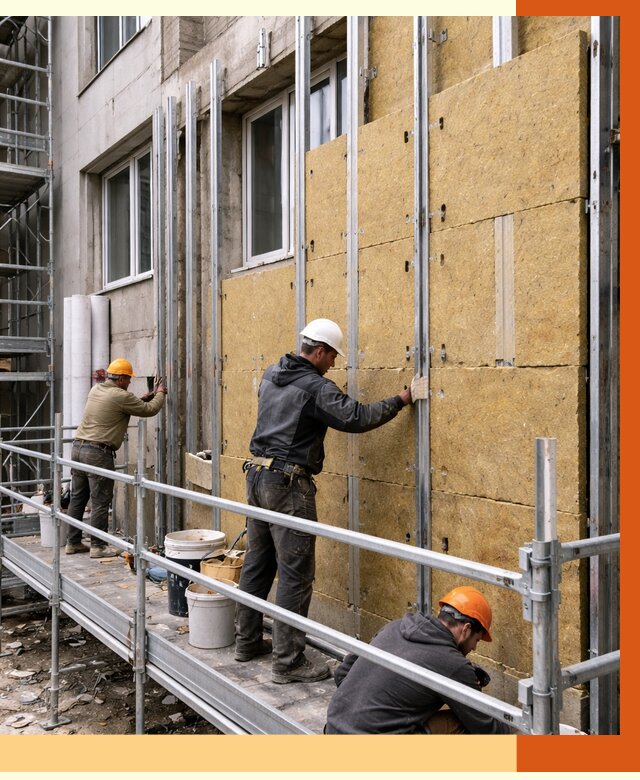 Утепление вентилируемого фасада в Белове от 6081 руб/м2 — монтаж и утепление вентфасад | ТепломастерБлв