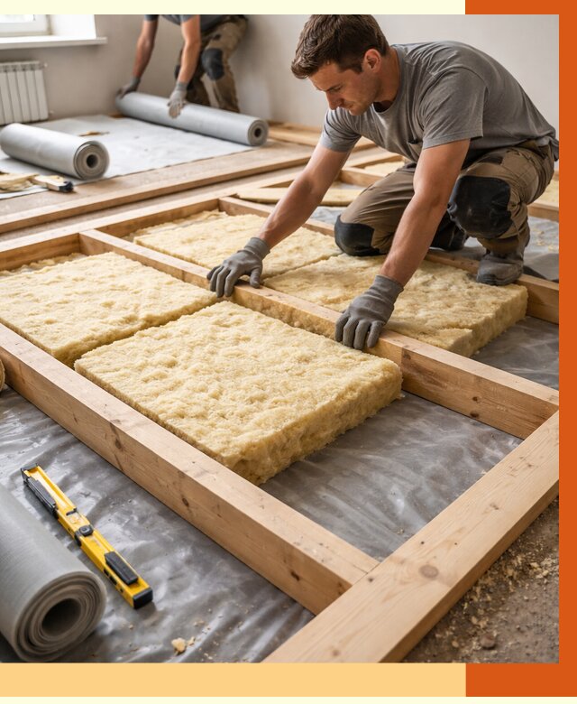 Утепление деревянного пола в Белове от 1629 руб./м2 под ключ | ТепломастерБлв