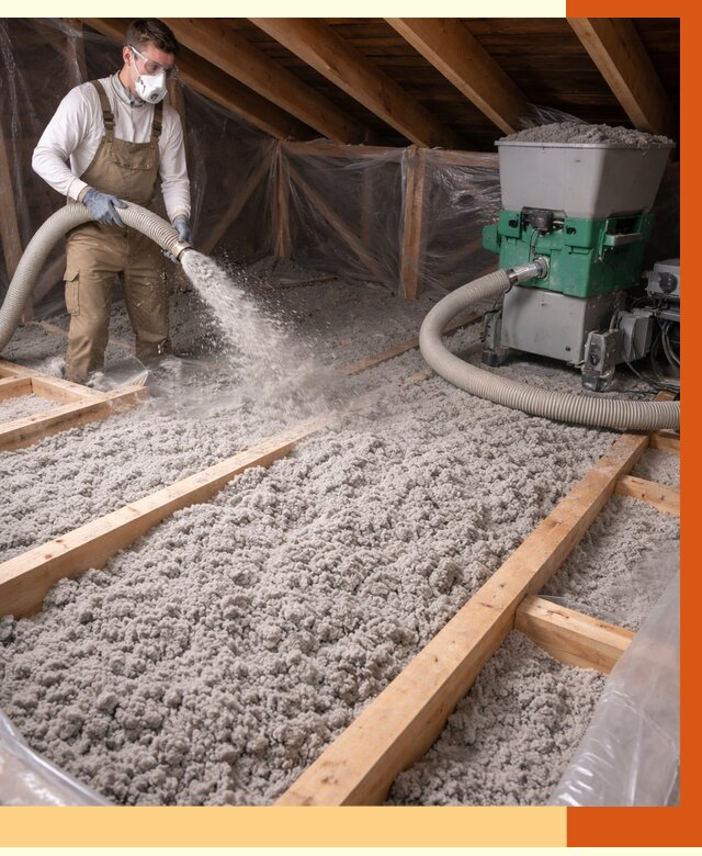 Утепление чердака эковатой в Белове от 1575 руб/м2 — заказать у ТепломастерБлв