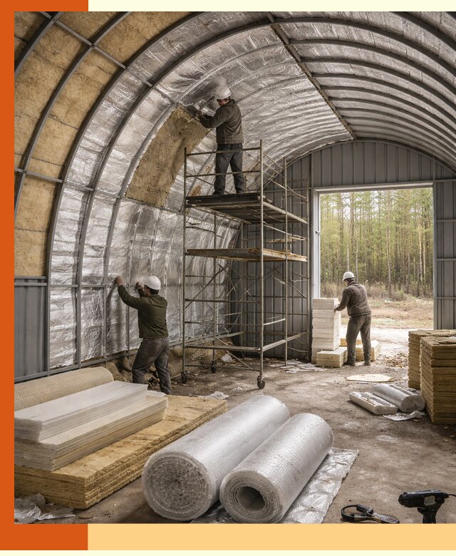 Утепление арочного ангара под ключ в Белове