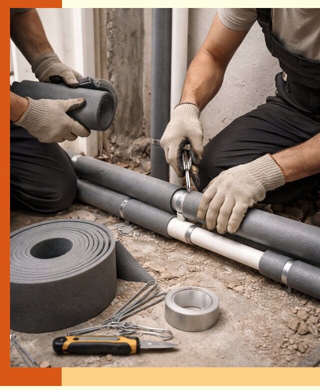 Утепление труб водоснабжения в Белове — монтаж и защита сети