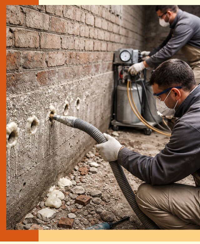 Заполнение колодцевой кладки ППУ в Белове быстро и герметично