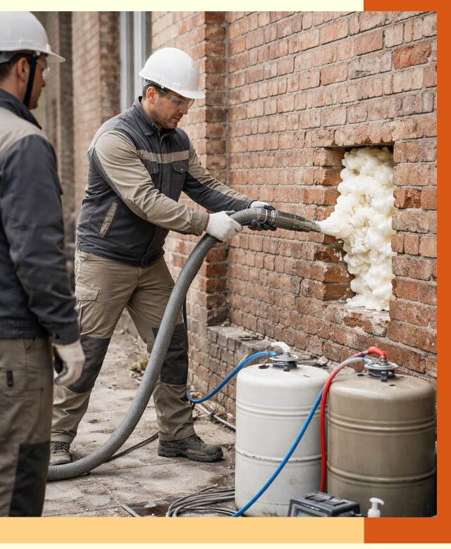 Заливка ППУ в пустоты кирпичной стены в Белове от 2986 руб. | ТепломастерБлв