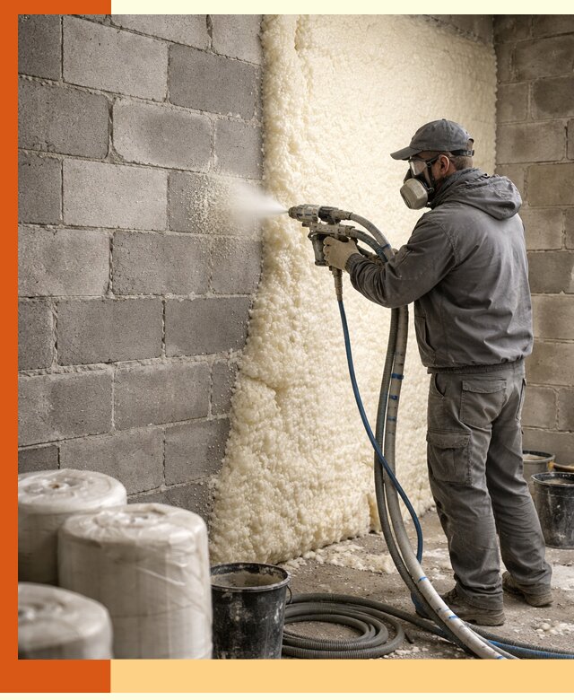 Утепление блочной стены ППУ в Белове качественно и надёжно