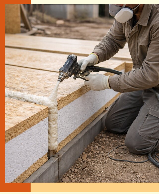 Утепление СИП-панелей пенополиуретаном (ППУ) в Белове