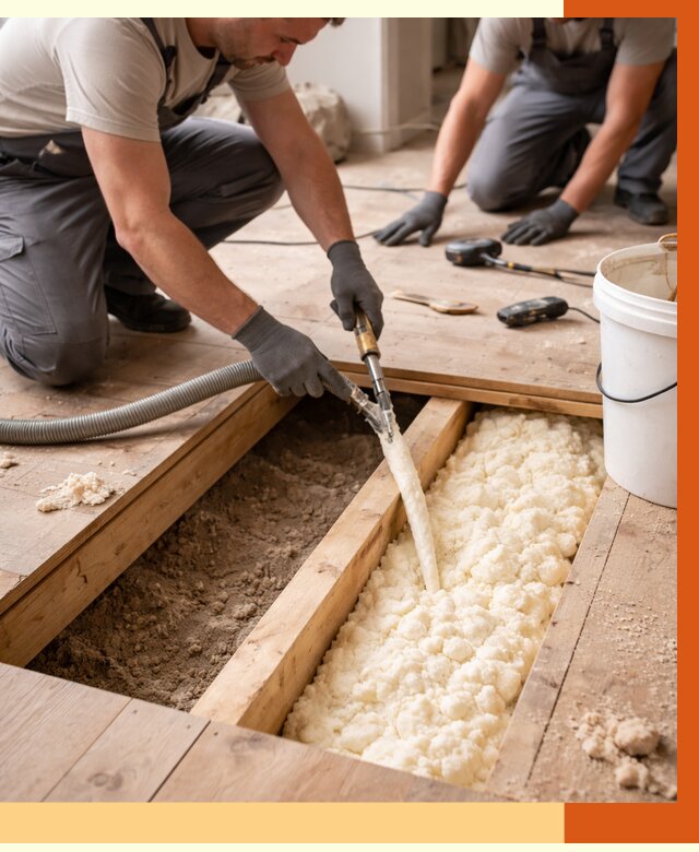 Заполнение пустот пола в Белове от 2932 руб. — утепление пустот пола под ключ | ТепломастерБлв