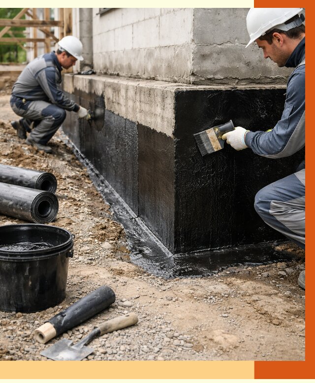 Гидроизоляция фундамента в Белове от 1357 руб. — профессионально, под ключ | ТепломастерБлв