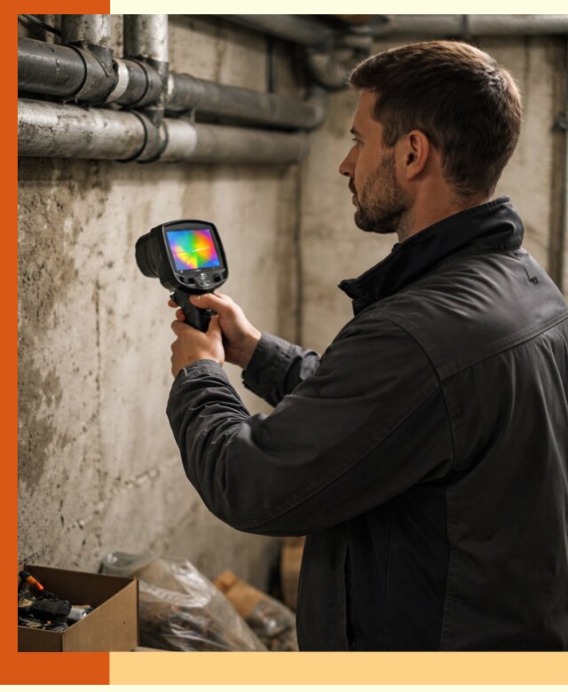 Тепловизионное обследование подвала в Белове для поиска утечек тепла